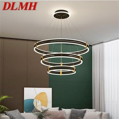 DLMH Nordic Pendant Lights Contemporary Black Luxury Round LED Lamp Fixture For Home Decoration