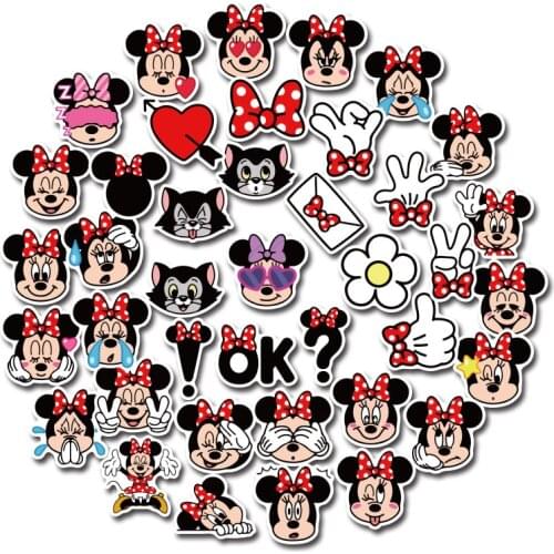 40Pcs Disney Mickey Minnie Sticker Child Traditional Toys Cartoon Mini Mobile Phone Cup Luggage Waterproof Hand Account Sticker