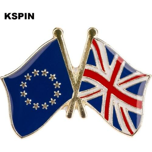 European Union United Kingdom Friendship Flag Badge Flag pin 300pcs a lot XY0028