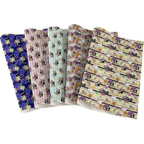 Halloween Cartoon Faux Leather for Kids Clothes Home Textile Slipcover Sewing Quilting DIY Needlework Material