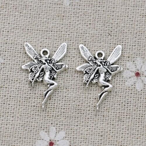 JAKONGO Antique Silver Plated Dancer Girl Charm Pendants for Bracelet Jewelry Accessories Making DIY 22x15mm 10pcs