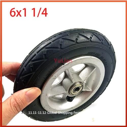 6x1 1/4 tyre 150MM Scooter Inflation Wheel With Aluminium Hub With Inner Tube Electric Scooter 6 Inch Pneumatic Tire