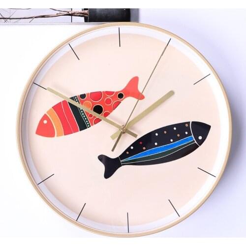 Brief abstract fish shape home wall clock personality art mute cartoon decorative wall clock