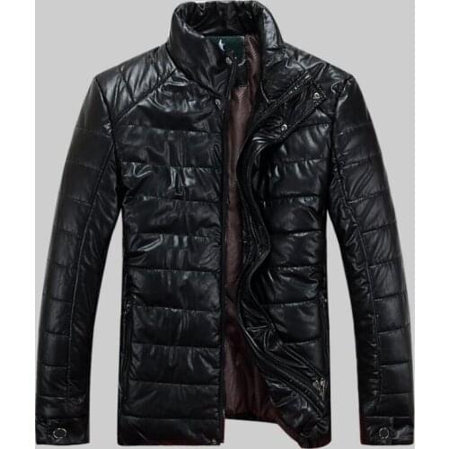 Hot 2020 Brand Mens Leather jacket Men Warm Coat Black Outwear Mens Winter Coats Jackets Stand Collar male Slim Clothes S-4XL