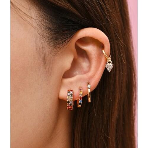 Hot Sale Cubic Zirconia Small Drop Earrings For Women Fashion Huggie Vintage White Star Wedding Statement Earrings Set Bijoux