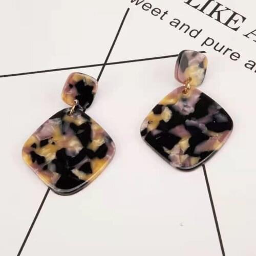 Best-selling Europe and America New Acrylic Retro Acetate Plate Geometric Earrings Earrings Square Earrings Pendant Jewelry