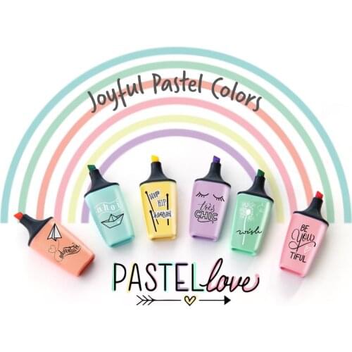 MIRUI 6 Colors /set Mini Macaroon color Highlighter Pen Cartoon Creative high-end Marker pen Set Student Stationery Gifts Supply