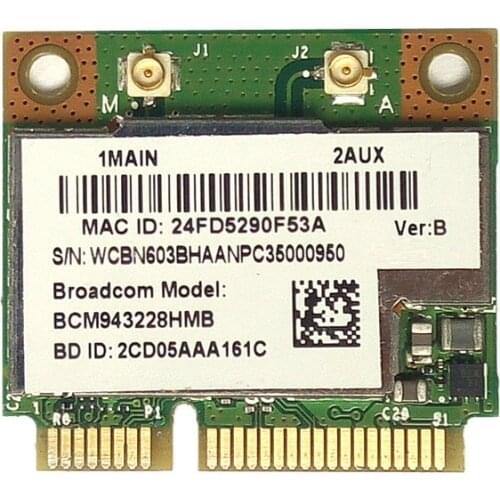 SSEA New WIFI Bluetooth 4.0 Wireless Wlan card for Broadcom BCM943228HMB half Mini PCI-E Dual Band 2.4GHZ/5GHZ 802.11a/b/g/n