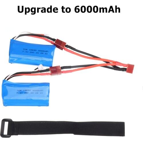 Upgrade to 7.4V 6000mAh 2S lipo battery for Q39 Wltoys 12428 10428 12423 FT009 RC Car Spare Parts with charger for RC toys parts