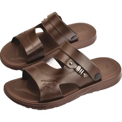 Beach Shoes Sandals Summer New Non-slip Wear-resistant Casual Middle-aged Open Toe Dual-use Plastic Breathable