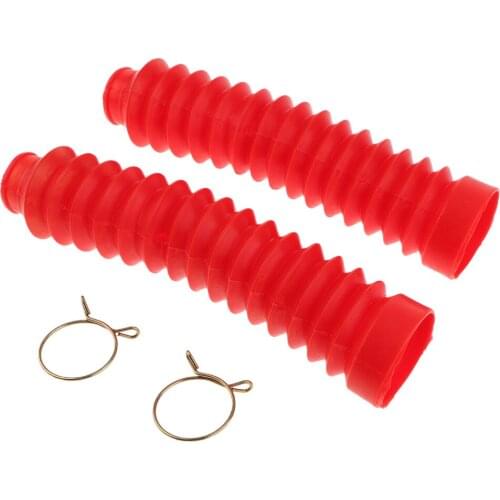 Motorcycle Rubber Front Fork Gaiters Dust Cover Boots 210x42x25mm - Red