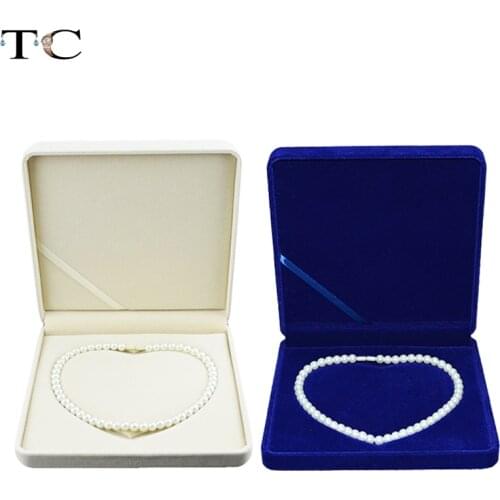 Jewelry Necklace Box Beige Velvet Wedding Favors Pearl Necklace Organizer Box Case 19*19*4CM