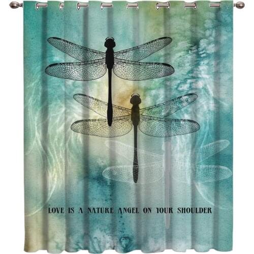 Dragonfly Wings Ink Angel Shoulder Window Curtains Living Room Kitchen Curtains Kids Room Treatment Drapes Home Decor