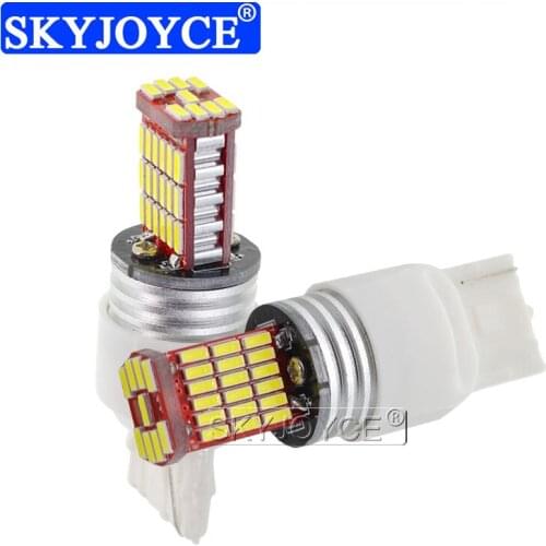 SKYJOYCE 2PCS T20 7440 W21W Super Bright 45SMD LED Car Tail Brake Bulbs Turn Signals Auto Backup Reverse Lamp Lights White
