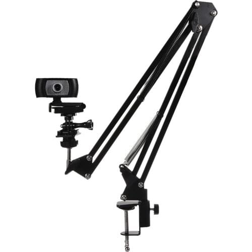 Webcam Stand Strong Flexible Camera Mount with Phone Holder 360-degree Rotation folding metal bracket Desktop Bracket