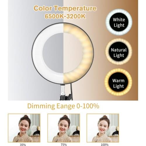 Zomei 64 pcs 6" LED Ring Light 3000-6000K Photography Photographic Studio Dimmable Phone Adapter Makeup For Live Broadcast Vide