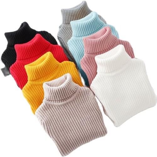 Teeange Girls Turtleneck Sweater Clothes Ribbed Solid Baby Girl Kids Wear For Girls Pullover Sweaters Toddler Boys Knitwear Tops
