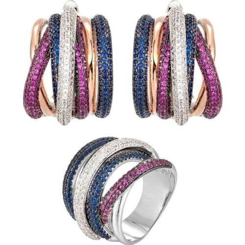 Zlxgirl jewelry luxury brand women wedding jewelry sets high quality stud earring with ring bridal bijoux womens ring and ears