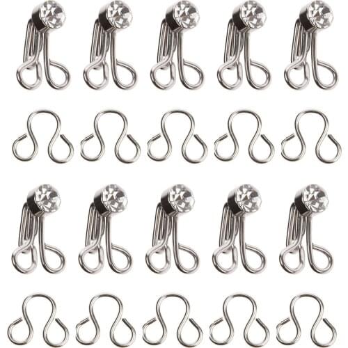 10 Set Hook And Eye Fixing Dressmaking Collar DIY Sewing Rhinestones