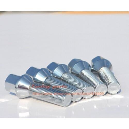 10PCS 35mm Shank Cone Seat Lug Bolts For European Cars 12x1.25 12x1.5 14x1.25 14x1.5