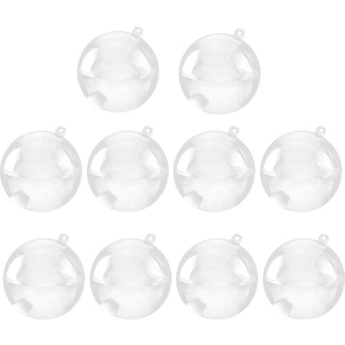 10pcs Plastic Clear Balls Christmas Craft Baubles Fillable Xmas Decor 70mm