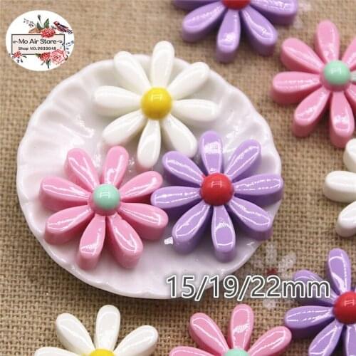 17/19/22mm white/pink/purple Resin flower Cabochon Flatback craft for Scrapbooking hair bow center DIY craft