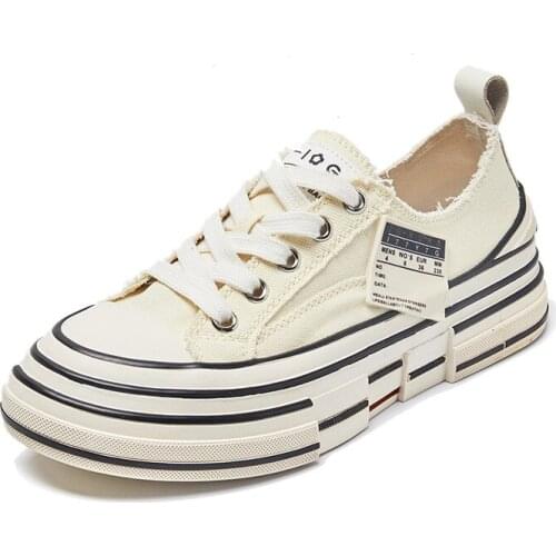 2020 Women Canvas Shoes New Fashion Women Sneakers Striped Ladies Vulcanize Shoes Female Sneakers chaussures femme R12-17