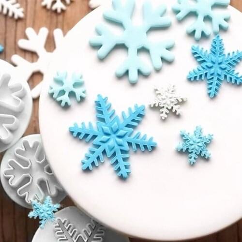 3pcs Christmas Decoration Snowflake Cake Mold DIY Cookies Fondant Plunger Cutters Mould Baking Sugarcraft Cake Decorating Tools