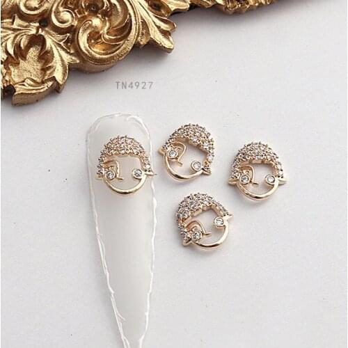 5pcs TN4927 Crystal Zircon Buddha Portrait Nail Art Rhinestone metal manicure nail accessories Nail Decoration 3D Nails charms