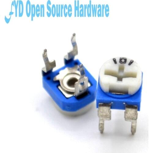 50pcs Potentiometers RM065 Horizontal Trimpot Blue White Adjustable Variable Resistor Kit 100R (101) ohm