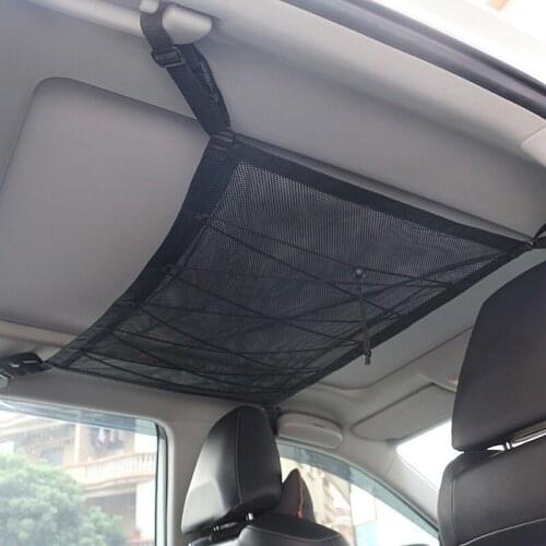 Car Double-layer Ceiling Storage Net Pocket Car Roof Bag Cargo Net Breathable Mesh Bag Auto Stowing Tidying Interior Accessories