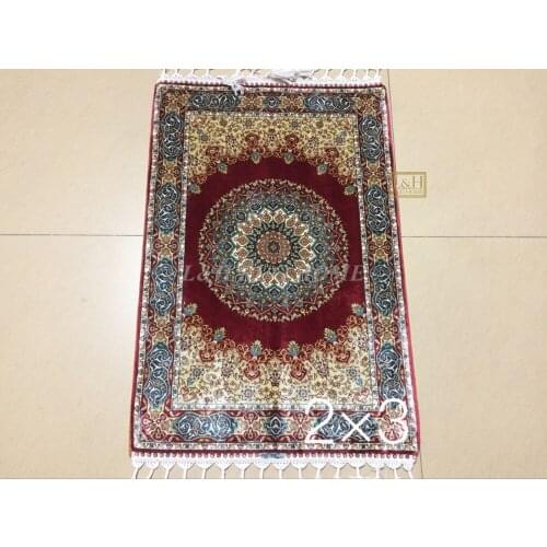 Free shipping 2'X3' 230 Line Handmade Silk Oriental Persian Rug hand Knotted silk carpet for home decoration