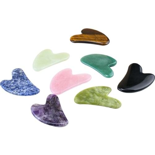 Whole Series Heart Shape Gua Sha Tools 100% Natural Crystal Massage Stones China Traditional Facial Skin SPA Acupuncture Scraper