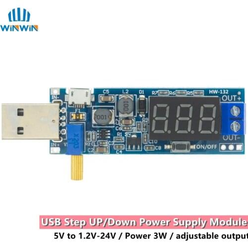 DC-DC 5V to 3.5V / 12V USB Step UP / Down Power Supply Module Adjustable Boost Buck Converter Out DC 1.2V-24V