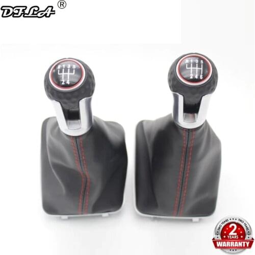 For VW Golf 7 A7 MK7 GTI GTD 2013 2014 2015 2016 2017 2018 Car 5 / 6 Speed Car Gear Stick Level Shift Knob With Leather Boot