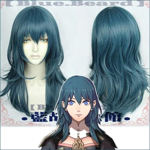 Fire Emblem ThreeHouses Wig Byleth Long Blue Straight Middle Long Hair Fire Emblem ThreeHouses Cosplay Costumes for Halloween