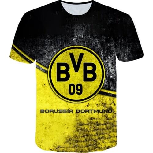 3D Printing Mens BVB T-shirt Dortmund Club Summer Top Clothes Street Fashion Youth Oversized Clothes Casual Sports Shirt