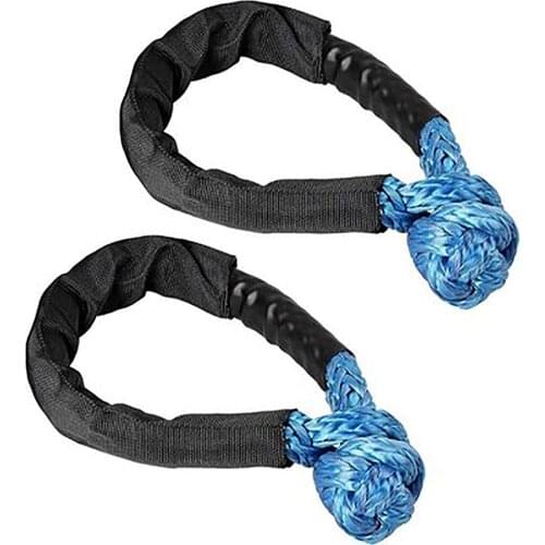 2PCS 17T PE Car Flexible Synthetic Soft Shackle Winch Rope Towing Recovery Straps Outdoor Tow Hook Connector