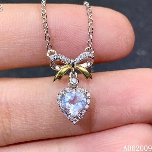 KJJEAXCMY fine jewelry 925 Sterling Silver inlaid natural Aquamarine luxury girl new Pendant Necklace support test