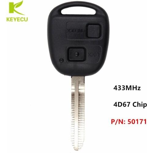 KEYECU BRAND NEW Remote Key 2 Button 433MHz 4D67 Chip for Toyota RAV4 Prado Tarago Avensis Kluger P/N: 50171 Uncut Blade TOY43