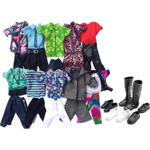 Besegad 10 set Fashion Ken Casual Doll Clothes Jacket Pants Outfits with 4 Pair Shoes for Barbie Men Boy Ken Dolls Kids Gift Toy