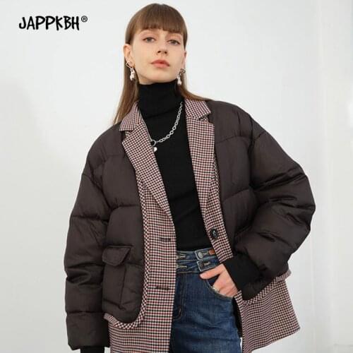 Jacket Women 2020 Casual Thick Warm Autumn Winter Long Coat Female Loose Fake Two Pieces Patchwork Suit Parkas Vintage Outwear