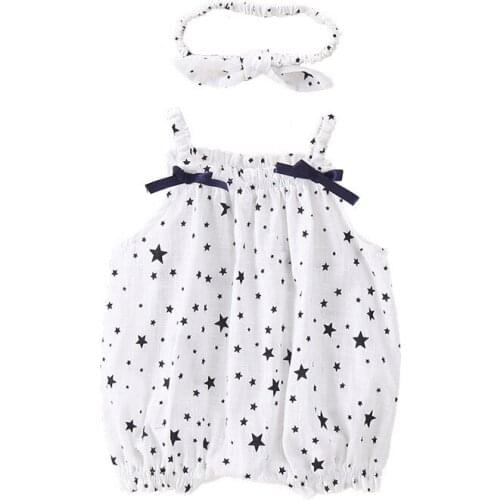 Summer 2019 official store fashion Sling jumpsuit Baby Girl Romper Star pattern Baby summer Clothes Lively and sweet Romper