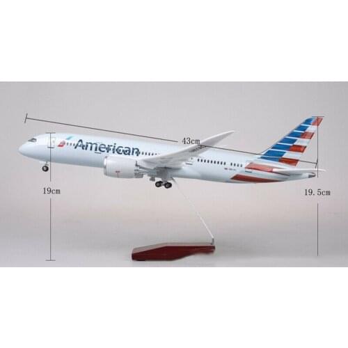 1/130 Diecast Air Force 43cm American Airlines LED Light Airplane B787 Airforce Model kids toys