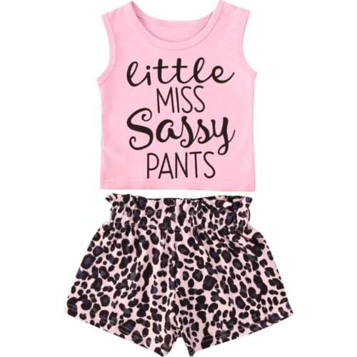 Fashion Kids Girls Fashion 2PCS Outfit Set Sleeveless Letter Print Tank Top +Flower Shorts Summer Casual Set