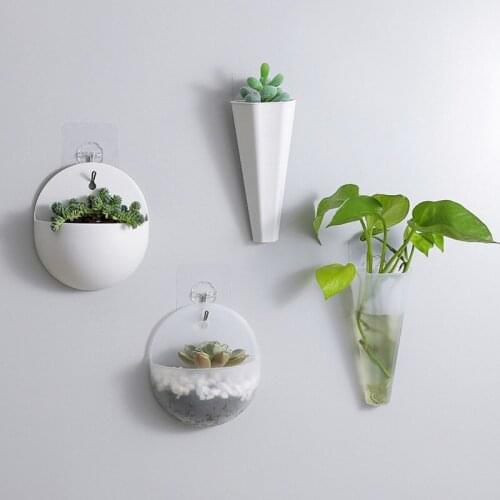 Wall-Hanging Plant Pot Creative Plastic Planter Pot Wall Mounted Flower Planter Home Office Garden Decoration Wall Flower Vase
