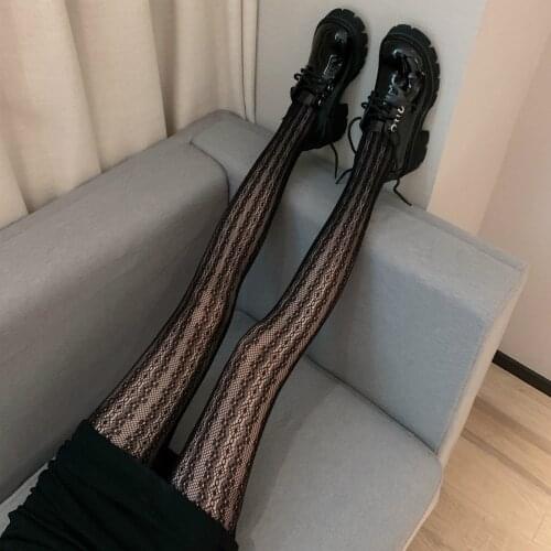 Sannian Lolita Socks Pantyhose Women 2021 Spring New Girls Sexy Cute Lace Mesh Socks Thin Cosplay Photography Black And White