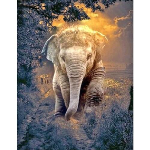 New 5d diy diamond Painting forest elephant cross stitch diamond mosaic rhinestones embroidery Square landscape decor FF1222