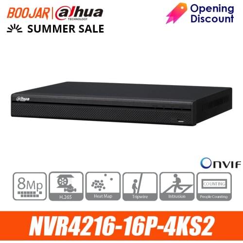 Dahua Original 4K NVR NVR4216-16P-4KS2 PoE H.265 Support 2 SATA For IP Camera Security System