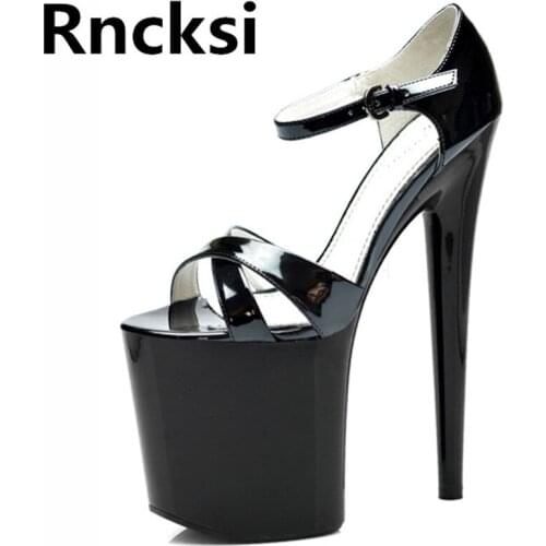 Rncksi Sexy Ankle Strap 20cm High Heels Sandals 10cm Platform Designer Summer Women Shoes Open Toe Ladies Sandals Fashion